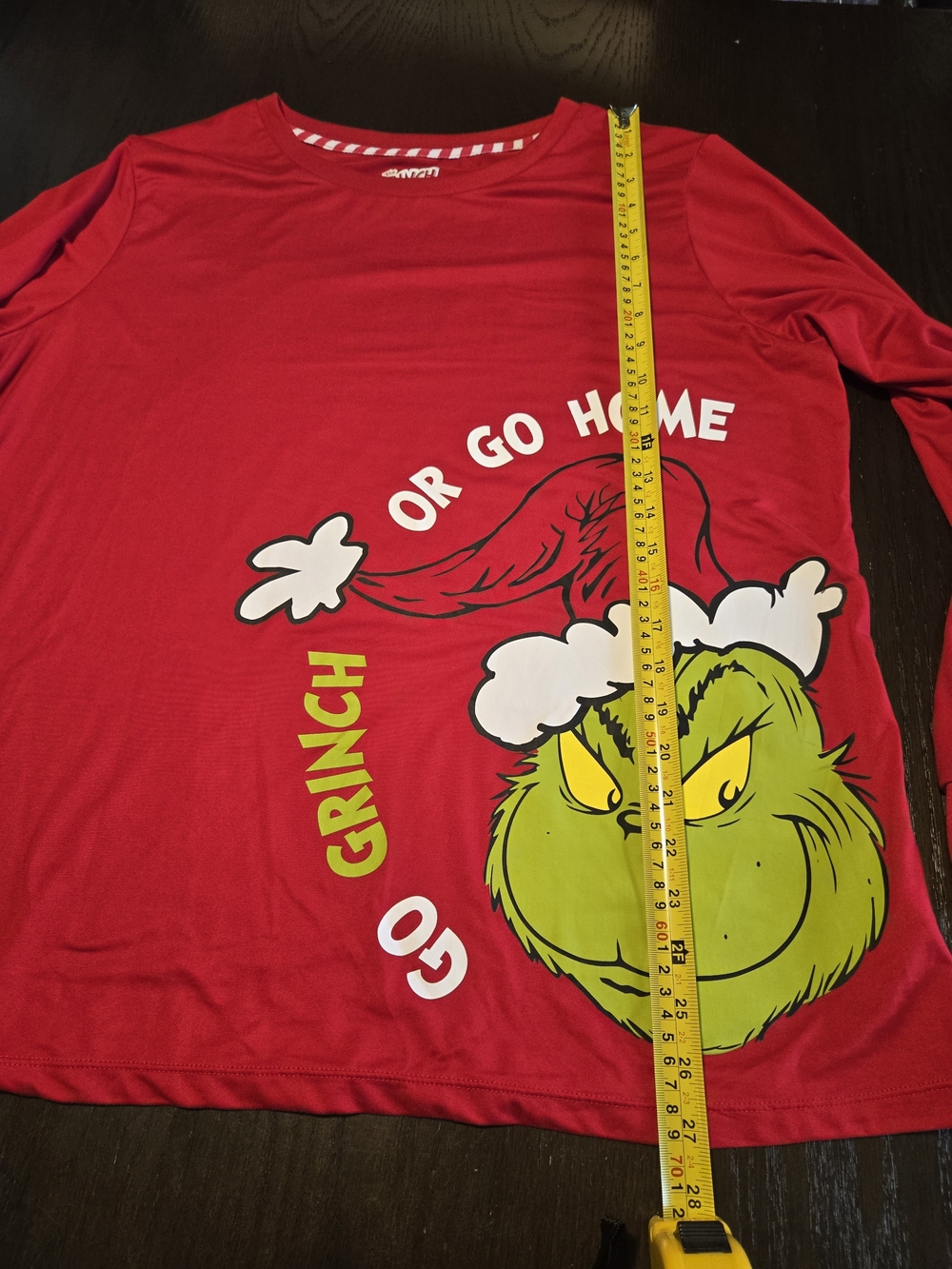 The Grinch Dr. Seuss 'Go Grinch Or Go Home' Red Pajama Top XL 16-18 - Picture 5 of 8